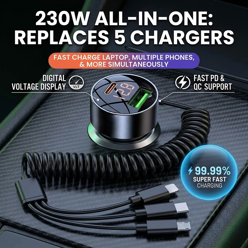 Cargador de coche 3 en 1 con c - Laptop Charger reseña y precio
